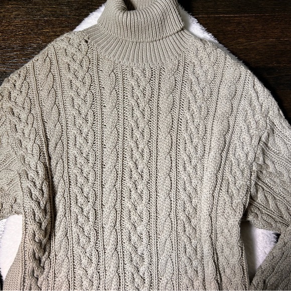 Ivan Grundahl Beige Merino Wool Cable Knit Turtleneck Sweater Dress - Picture 2 of 14